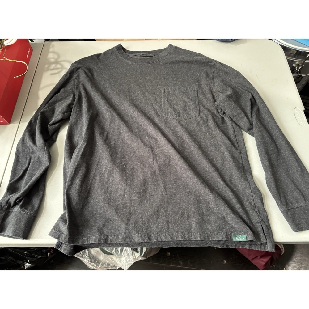 Woolrich The Green Label Collection Mens L Long Sleeve Pocket T Shirt Gray Blend